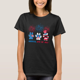 Dog Paw Red White Blue America 4th Of July Dog Cat T-Shirt