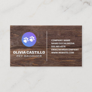 Dog Paw   Rustic Wooden Boards Business Card