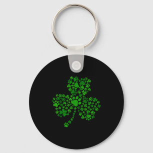 Dog paw shamrock st patricks day dog lover irish keychain