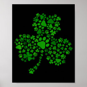 Dog paw shamrock st patricks day dog lover irish poster