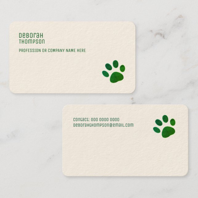 Dog Paw Simple Cream Paper  Business Card (Front/Back)