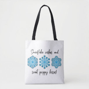 Dog Paw Snowflake Kisses Tote Bag