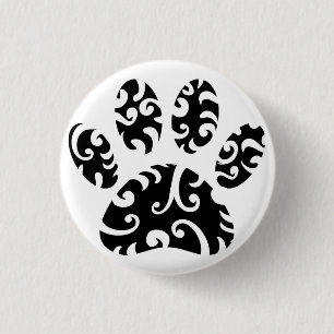 Dog Paw Tattoo Tribal Print 1 Inch Round Button