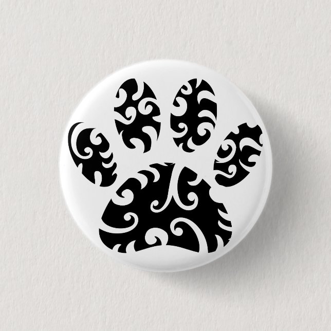 Dog Paw Tattoo Tribal Print 1 Inch Round Button (Front)