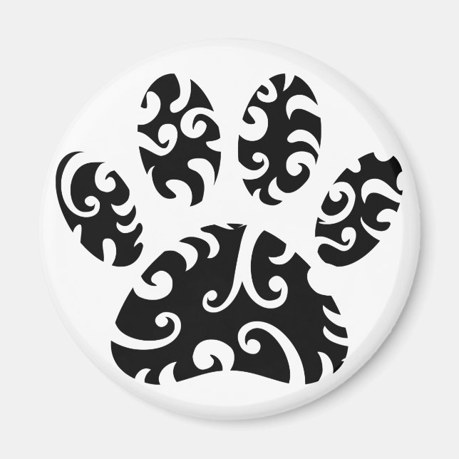 Dog Paw Tattoo Tribal Print Magnet (Front)