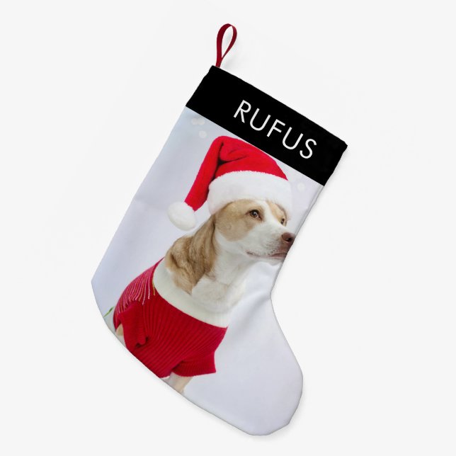 Dog Paw Themed Personalized Christmas Photo Small Christmas Stocking (Front (Hanging))