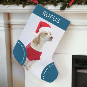 Dog Paw Themed Personalized Christmas Photo Small Christmas Stocking