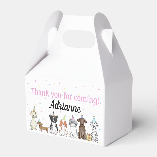 Dog Paw-ty Birthday Girl Personalized Favor Box (Front Side)