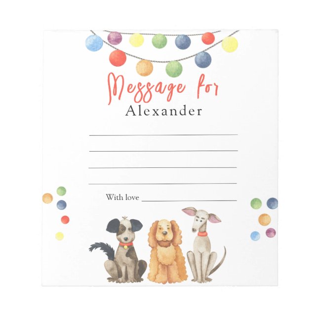 Dog Paw-ty Kids Time Capsule Message Notepad (Front)