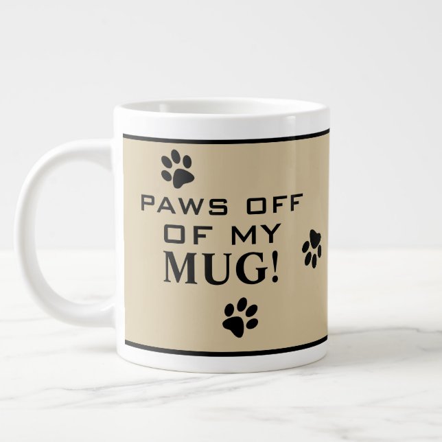 Dog Paw Typography Hot Beverage Custom Specialty Large Coffee Mug (Left)