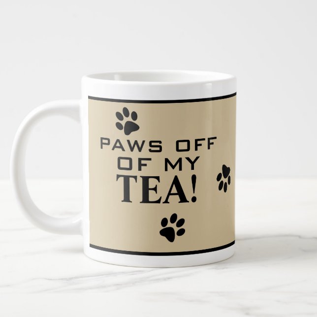 Dog Paw Typography Tea Lover's Custom Specialty Large Coffee Mug (Left)
