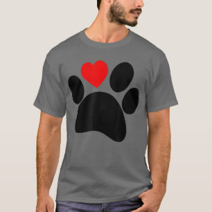 Dog Paw with Heart I Love Dogs T-Shirt