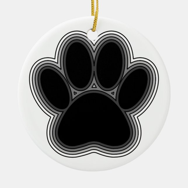 Dog Paw With Outlines Ceramic Ornament (Front)