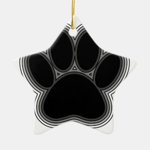 Dog Paw With Outlines Ceramic Ornament