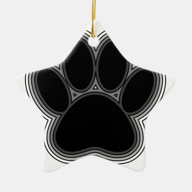 Dog Paw With Outlines Ceramic Ornament (Front)