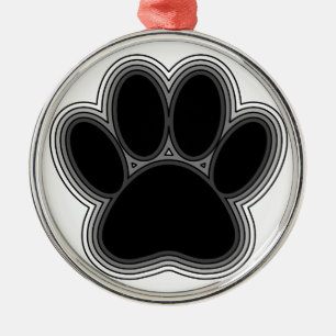 Dog Paw With Outlines Metal Ornament