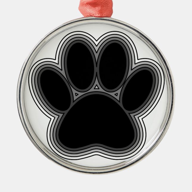 Dog Paw With Outlines Metal Ornament (Front)
