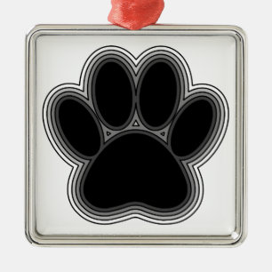 Dog Paw With Outlines Metal Ornament
