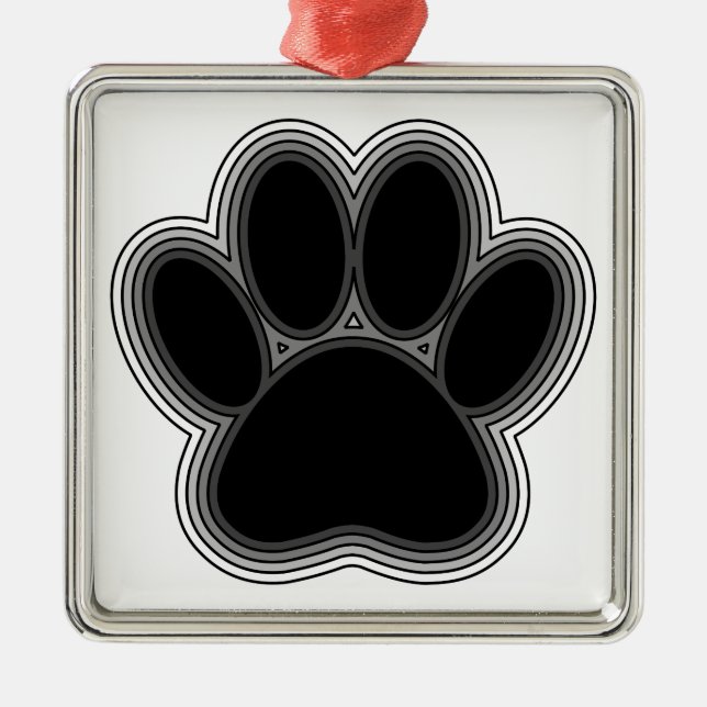 Dog Paw With Outlines Metal Ornament (Front)