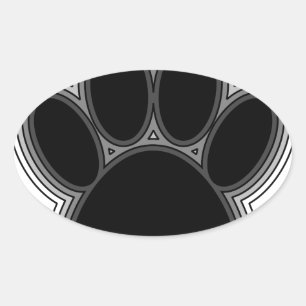 Dog Paw With Outlines Oval Sticker