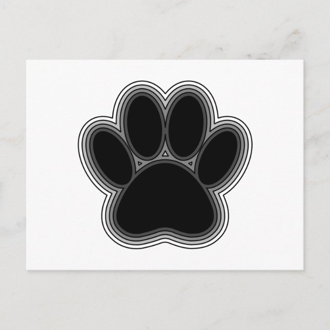 Dog Paw With Outlines Postcard (Front)