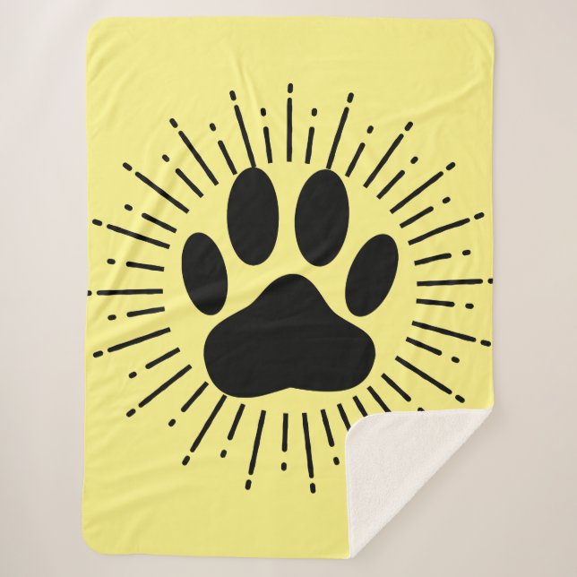 Dog Pawprint And Vintage Style Sunbeam  Sherpa Blanket (Front)