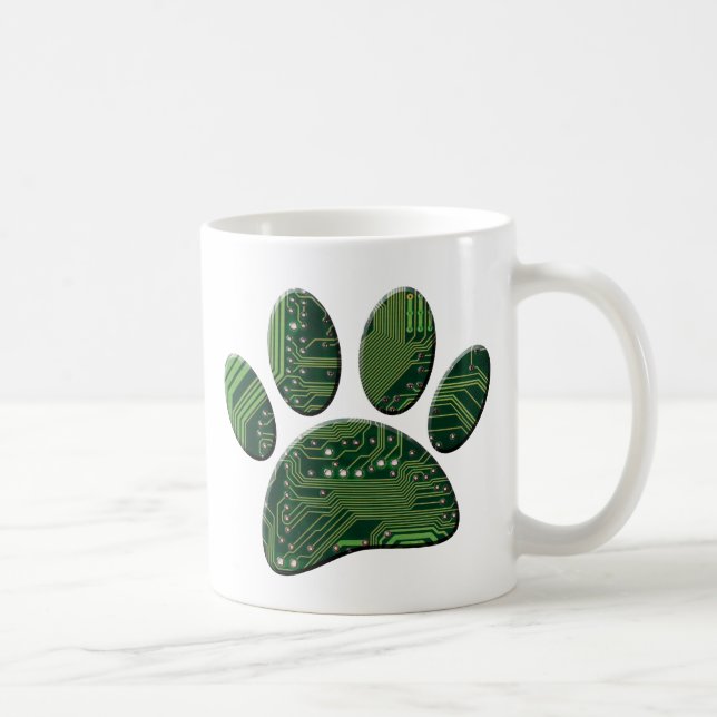 Dog Pawprint Circuit Board Coffee Mug (Right)