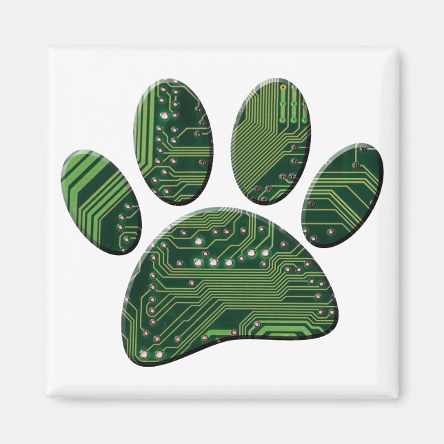 Dog Pawprint Circuit Board Magnet (Front)