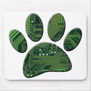 Dog Pawprint Circuit Board Mouse Pad
