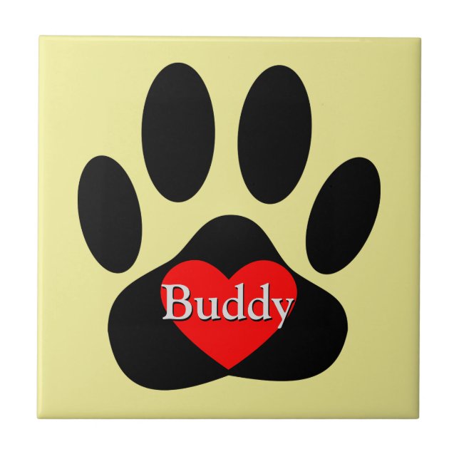 Dog Pawprint Custom Name Tile (Front)
