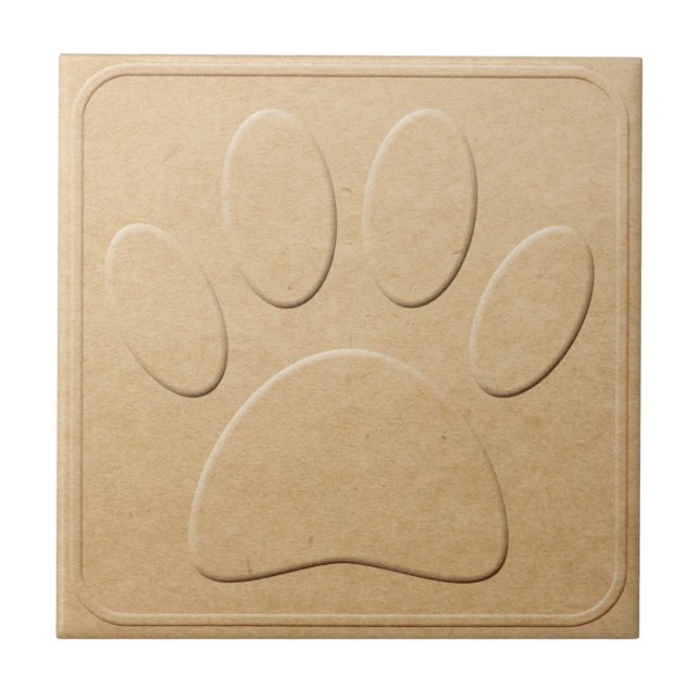 Dog Pawprint Faux Embossed Recycled Paper Print Tile (Front)