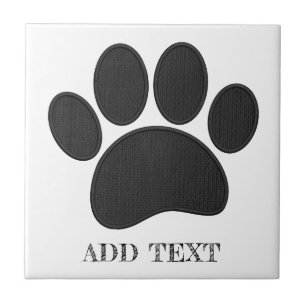 Dog Pawprint Faux Embroidery Custom Text Tile