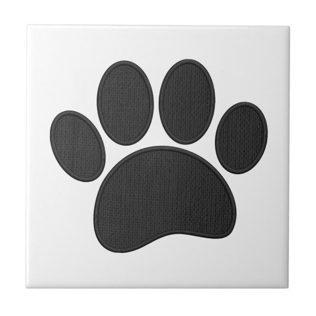 Dog Pawprint Faux Embroidery  Tile (Front)