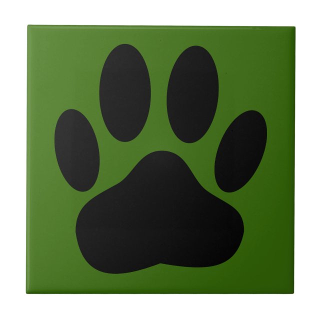 Dog Pawprint Green Background Tile (Front)