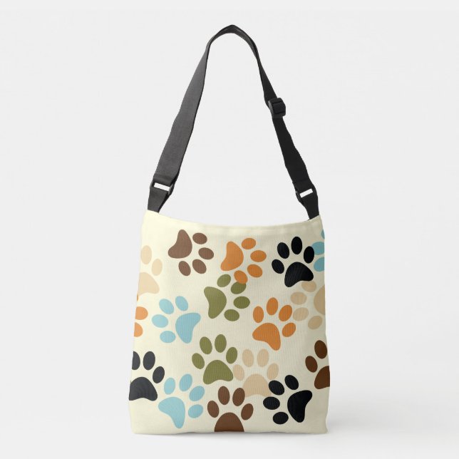 Dog pawprint in retro colours crossbody bag (Front)