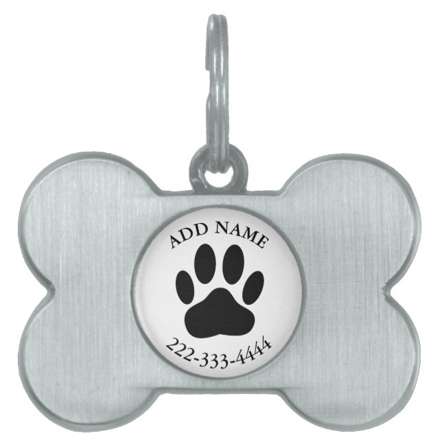 Dog Pawprint Pet ID Tag (Front)