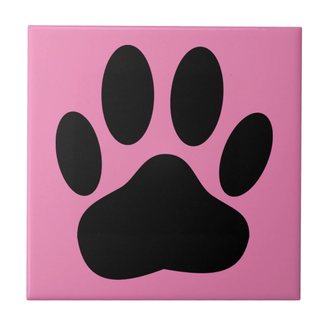 Dog Pawprint Pink Background Tile (Front)