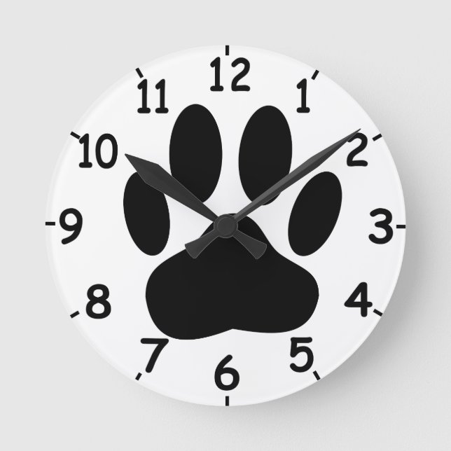 Dog Pawprint Round Clock (Front)