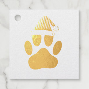 Dog Pawprint Santas Hat Favour Tags