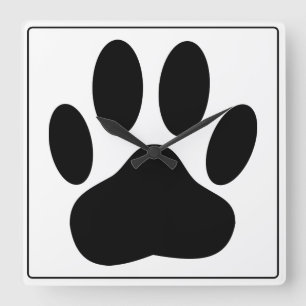 Dog Pawprint Square Wall Clock