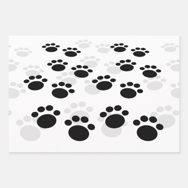 Dog Pawprint Trail Wrapping Paper Sheet (Front 3)