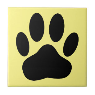 Dog Pawprint Yellow Background Tile