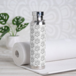 Dog Pawprints On Grey Water Bottle