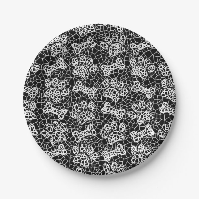 Dog Paws and Bones Faux Lace Art Print Paper Plate (Front)