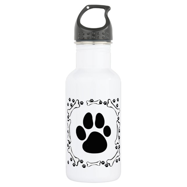 Dog Paws and Dog Bones 532 Ml Water Bottle (Front)