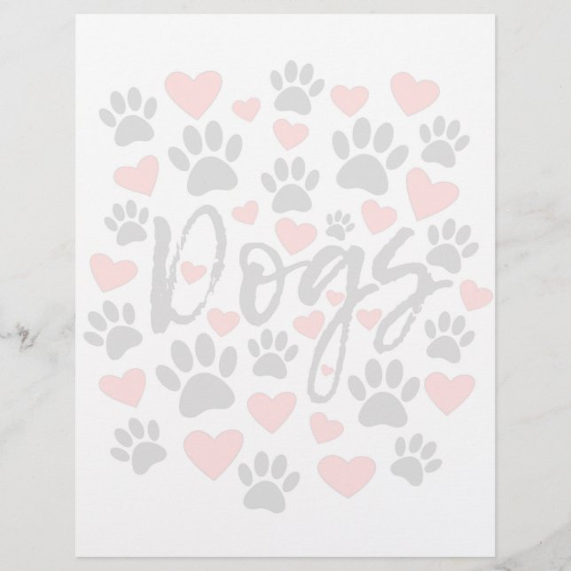 Dog Paws And Heart Drawings Letterhead (Front)
