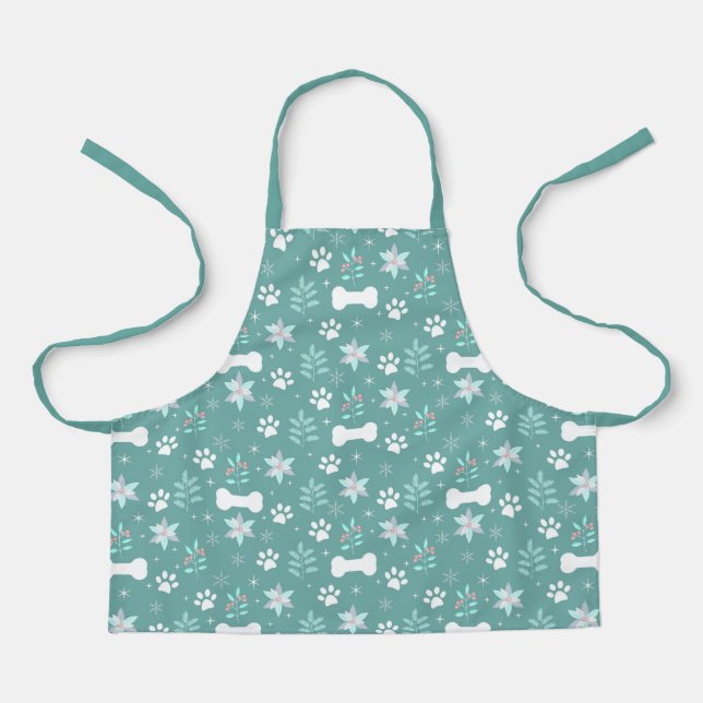 Dog Paws and Holiday Bones Pattern Apron (Front)