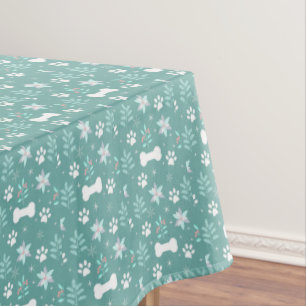 Dog Paws and Holiday Bones Pattern Tablecloth