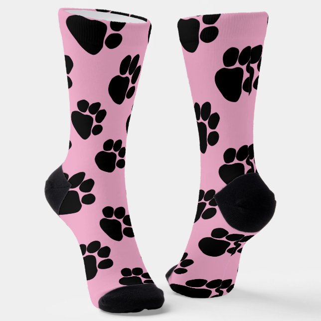 Dog Paws Birthday Gift Pink  Socks (Angled)
