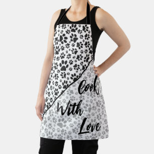 Dog Paws Black and White Polka Dot  Apron